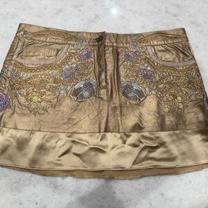 Roberto Cavalli Gold Embroidered Skirt